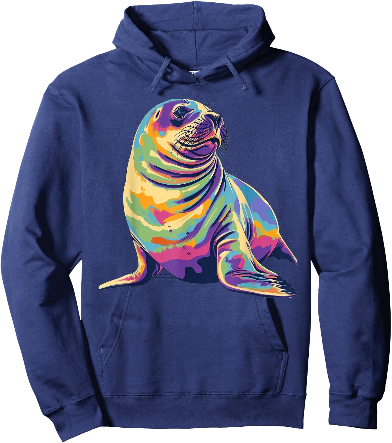 Elephant Seal 90s Retro Hoodie - Hoodie | Navy