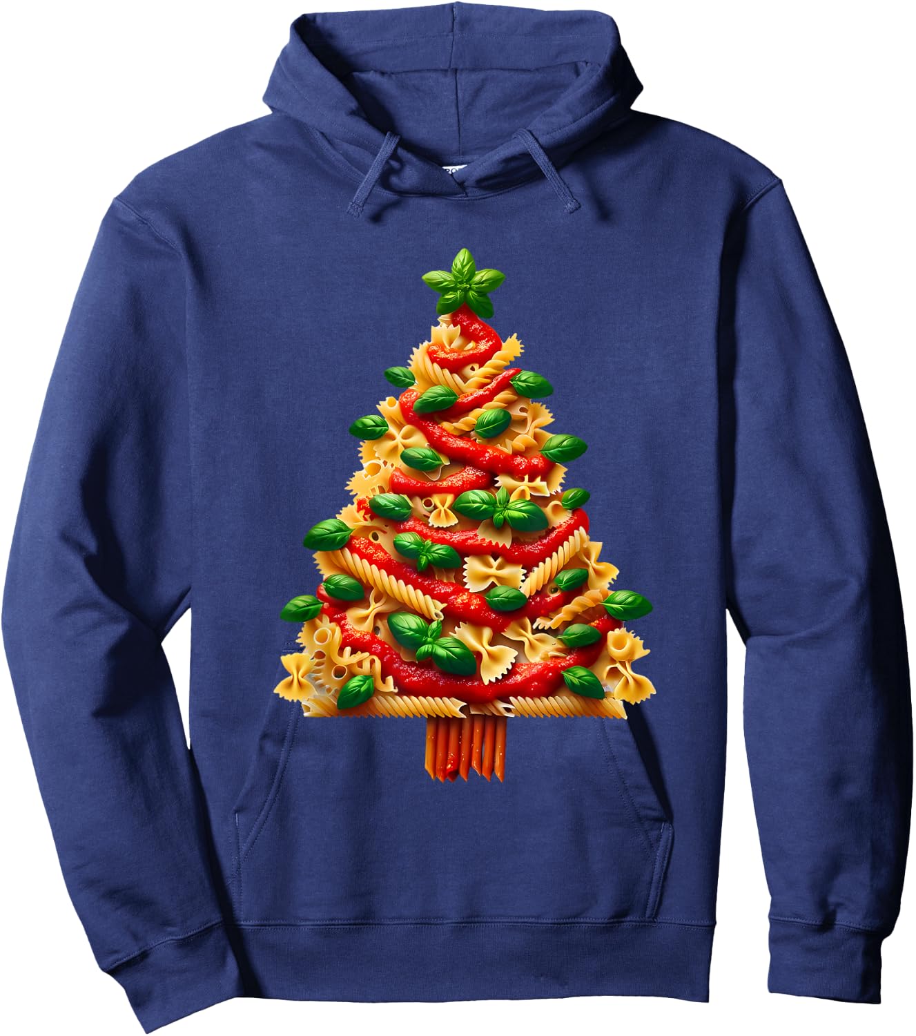 Funny Italian Pasta Christmas Tree Lights Xmas Women Hoodie - Hoodie | Navy