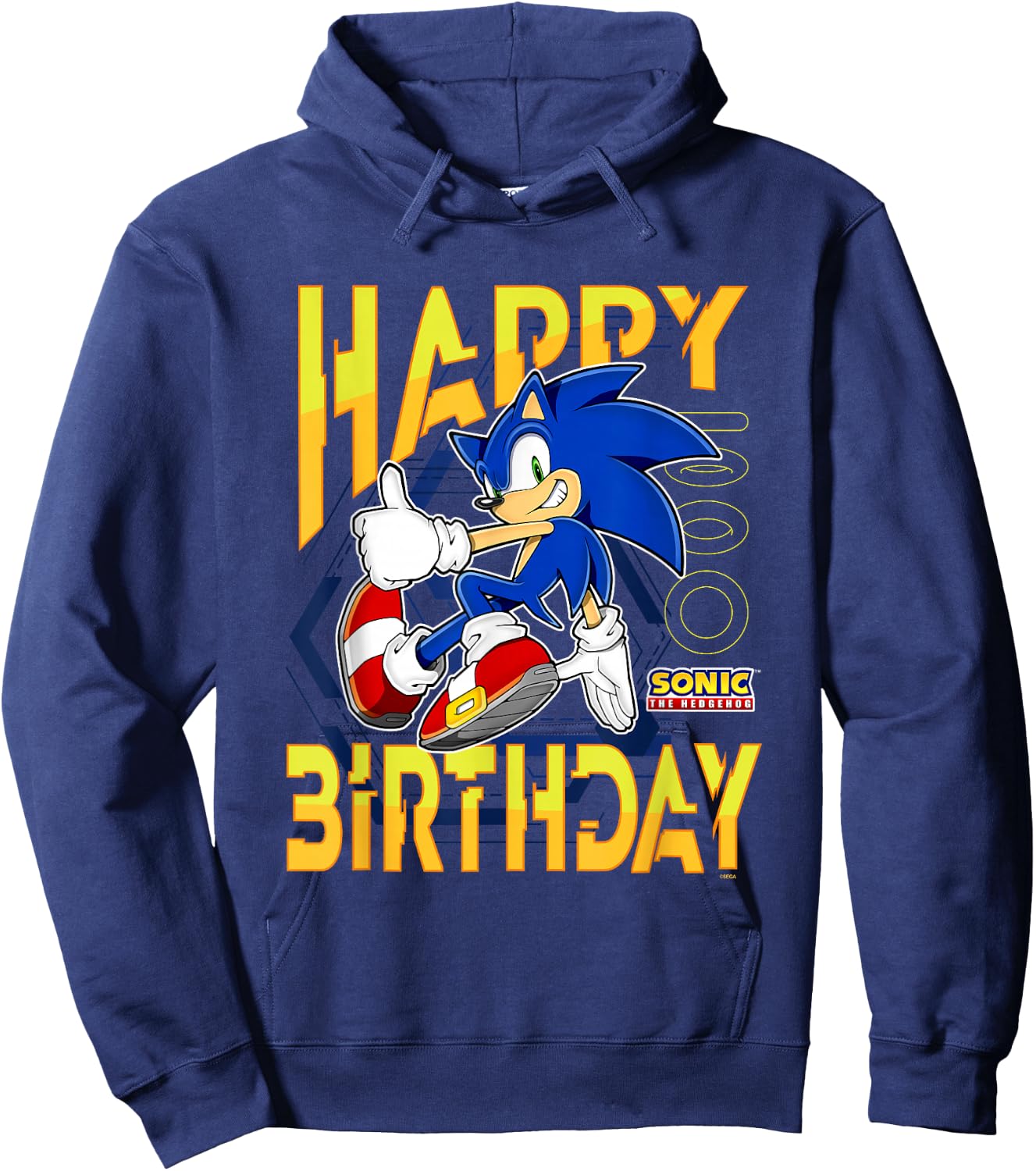 Sonic The Hedgehog Birthday Happy Birthday Thumbs Up Logo Hoodie - Hoodie | Navy