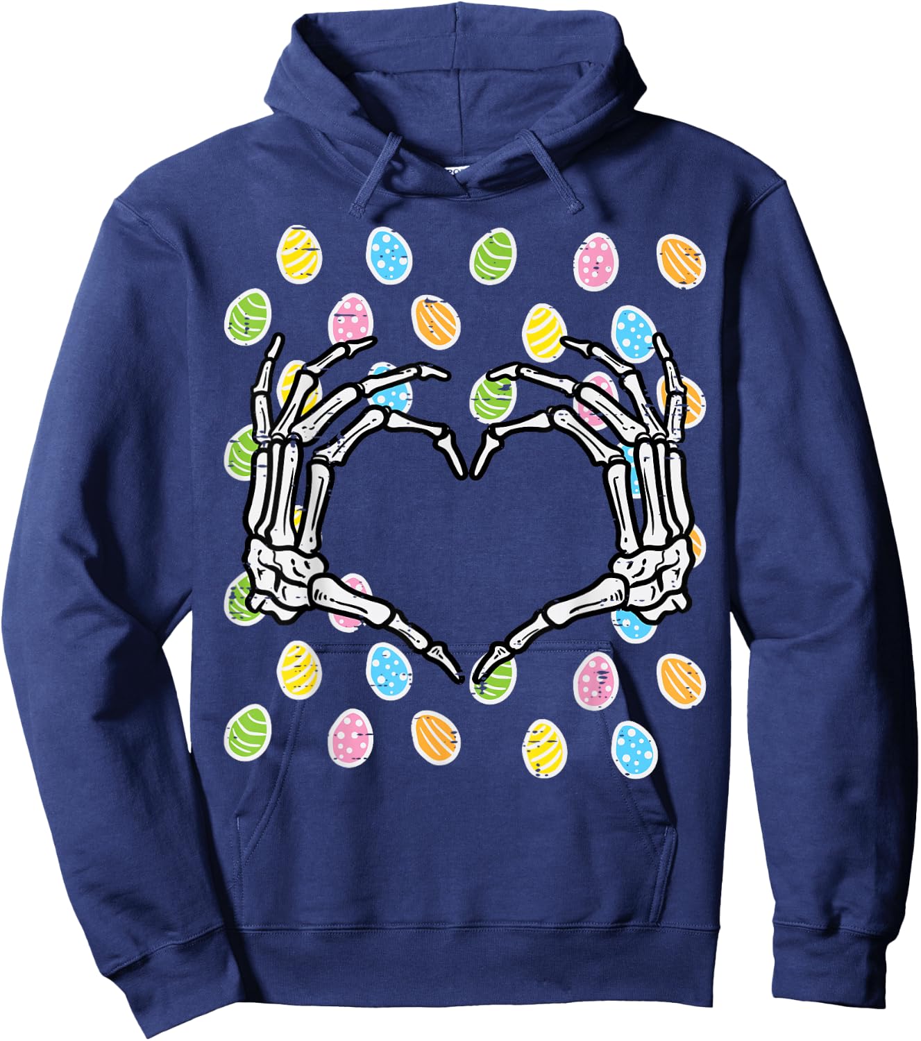 Easter Eggs Skeleton Hand Heart Bones Women Girls Kids Youth Hoodie - Hoodie | Navy