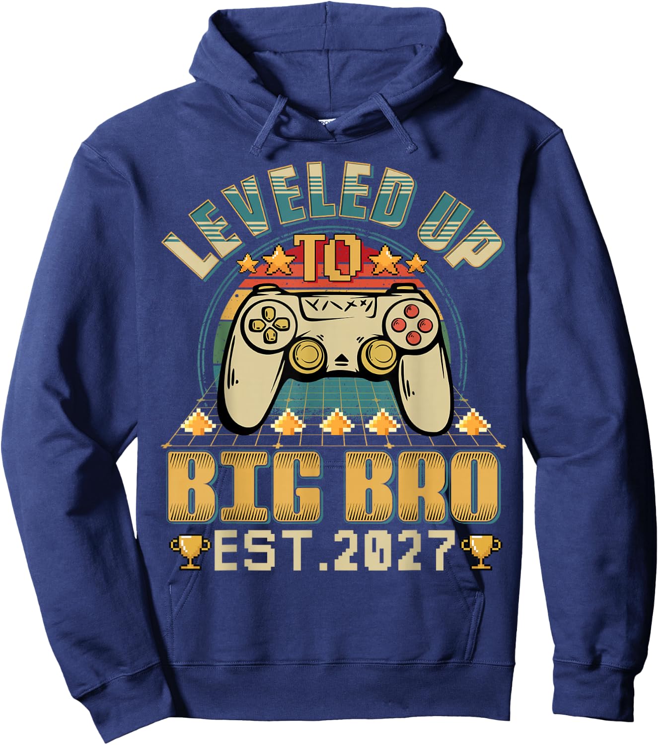 Vintage Leveling Up to Big Bro 2027 Promoted to Big Bro 2027 Hoodie - Hoodie | Navy