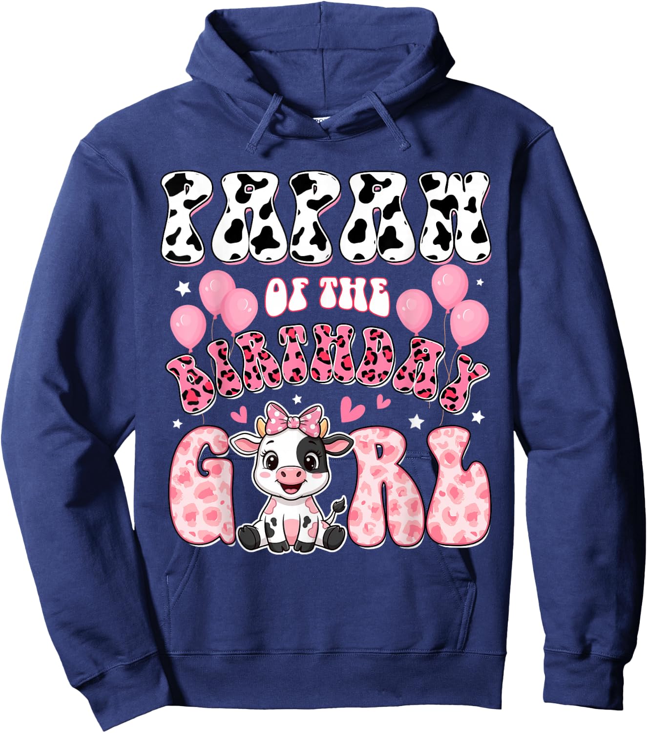 Papaw of The Birthday Girl Cow Farm Family 1St Birthday Hoodie - Hoodie | Navy