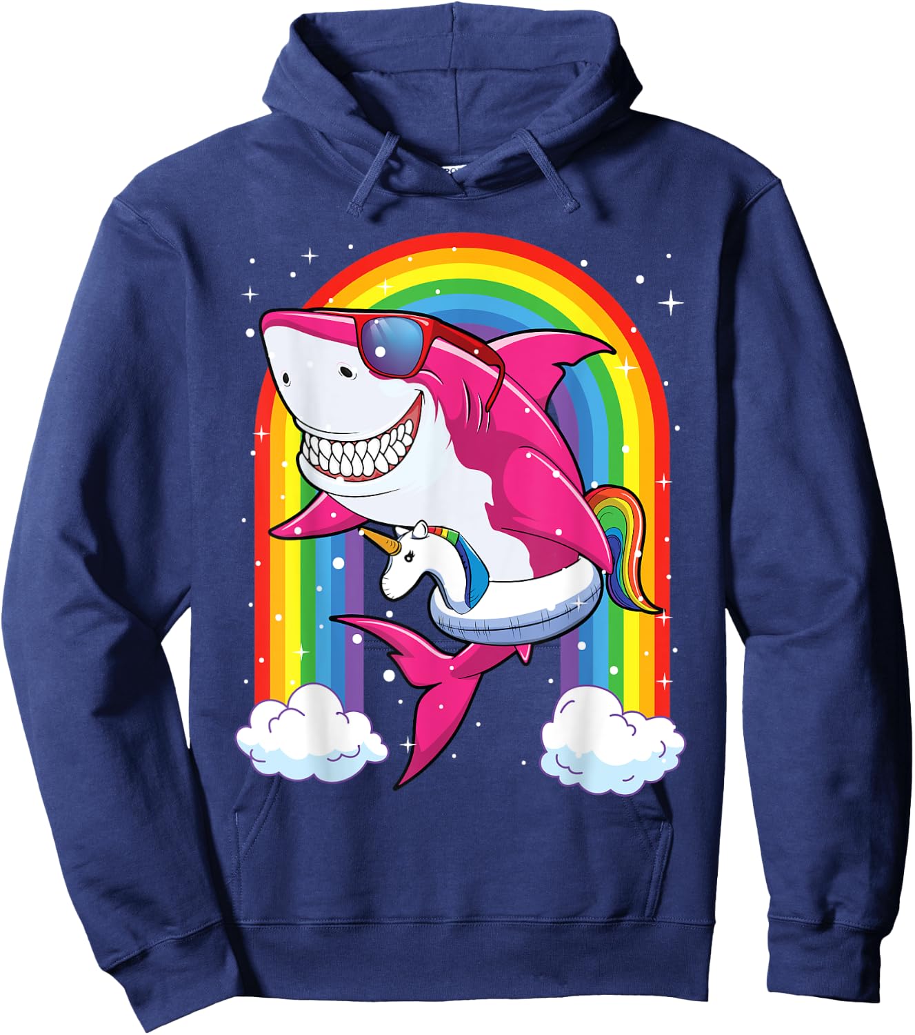 Pink Shark Shirt For Girls Kids Summer Vacation Unicorn Hoodie - Hoodie | Navy