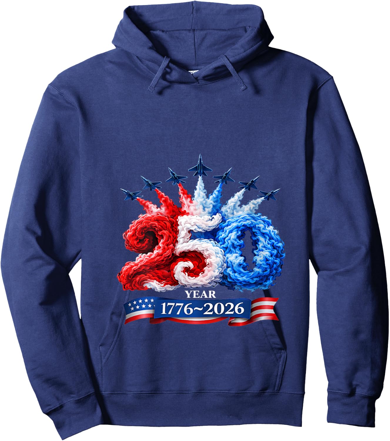Women's 250 Years American 250th USA Patriotic 4th of July V-Neck Hoodie - Hoodie | Navy