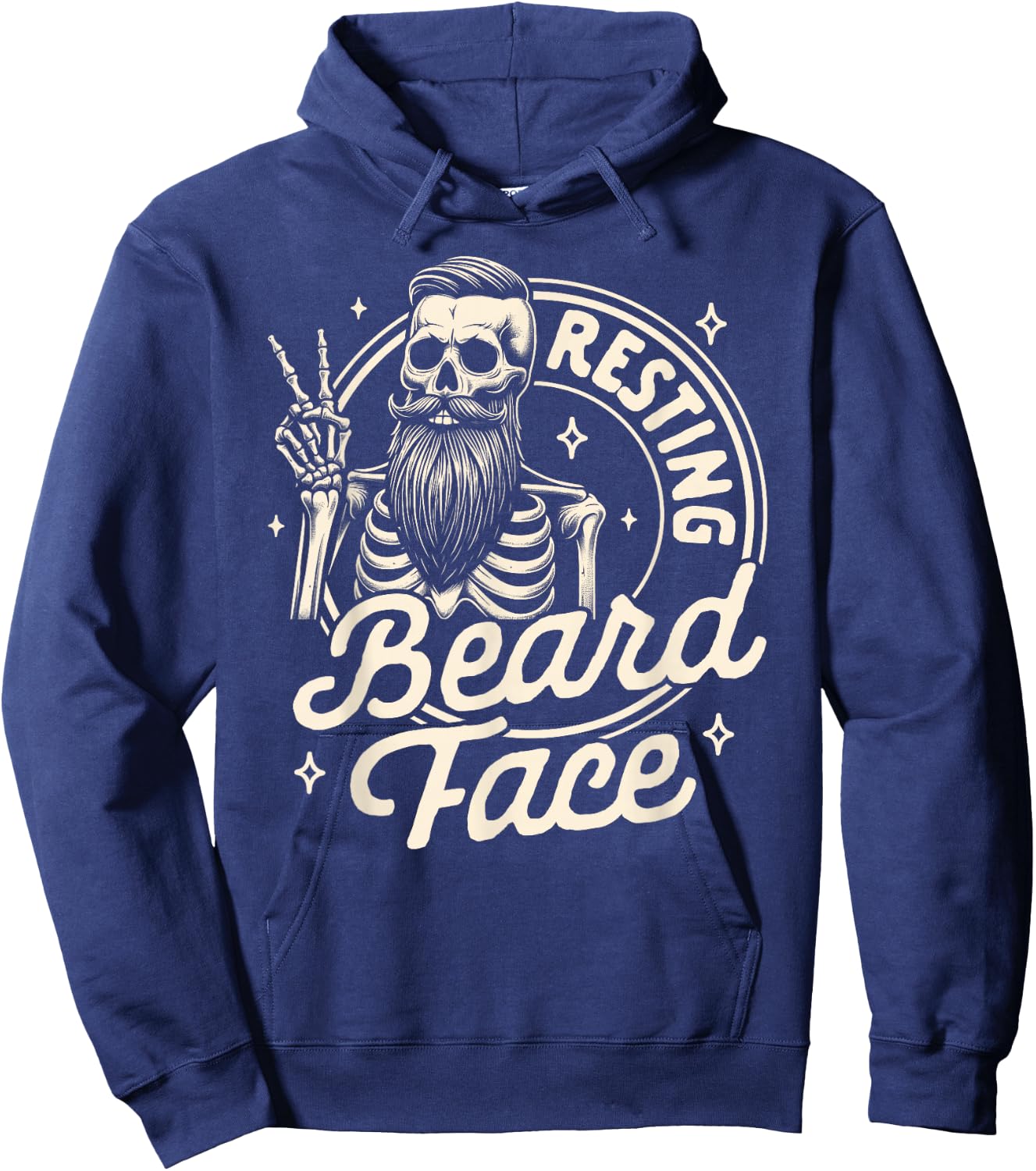 Bearded Dad Daddy Papa Father’s Day Resting Beard Face Hoodie - Hoodie | Navy