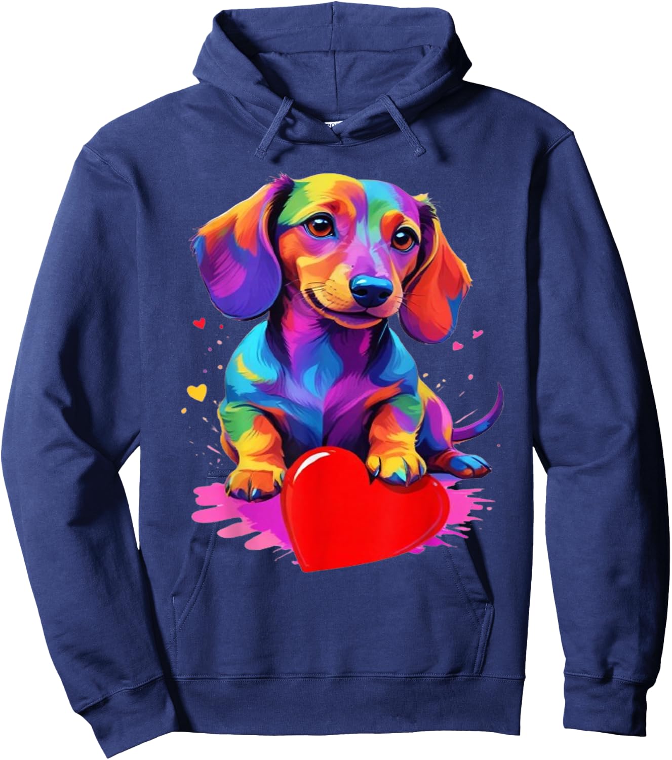 Dachshund Shirt - Colourful Dachshund Heart Graphic , black Hoodie - Hoodie | Navy