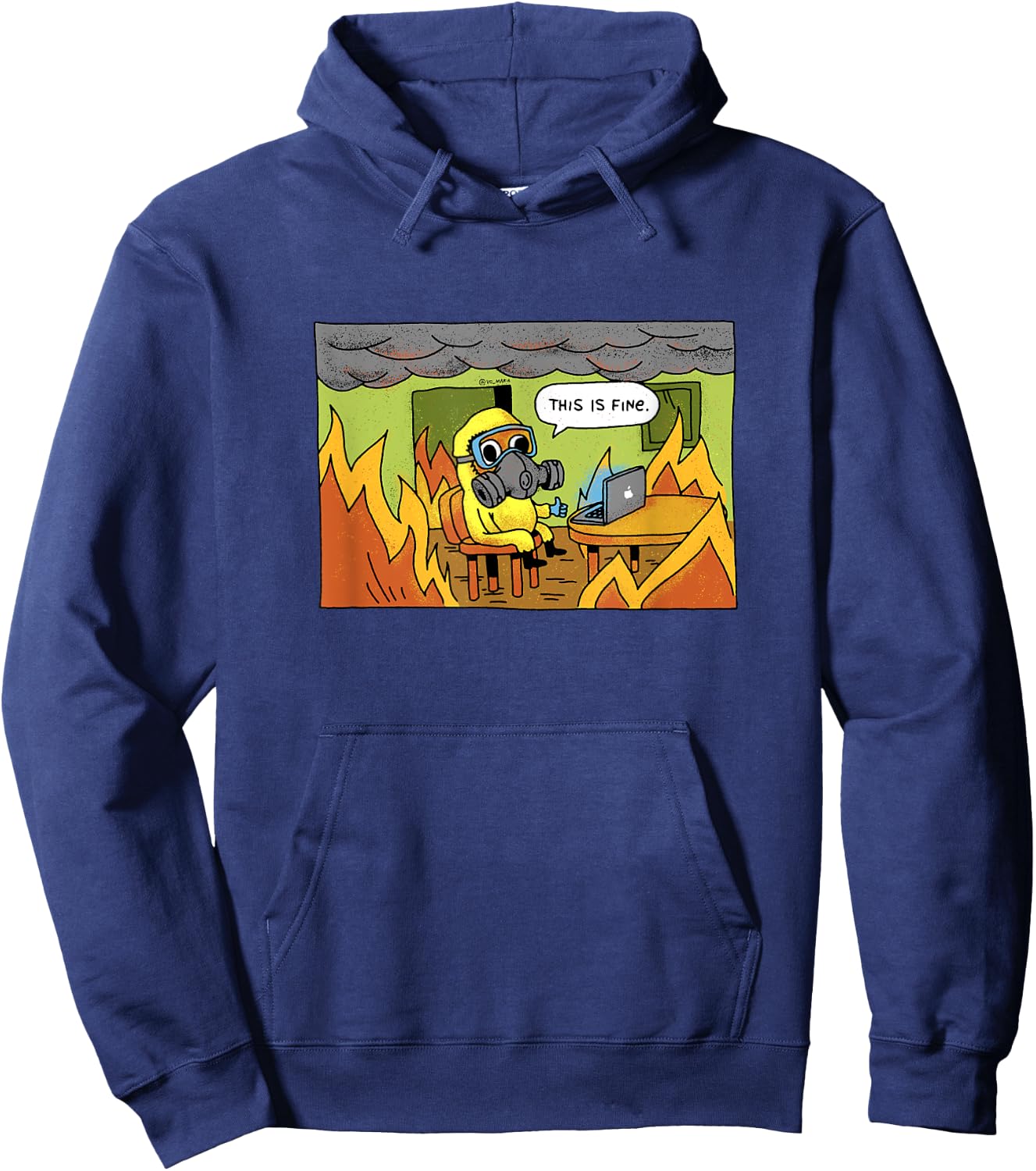 This is Fine Meme Stay Home Radioactive Gas Mask Virus Flu Hoodie - Hoodie | Navy