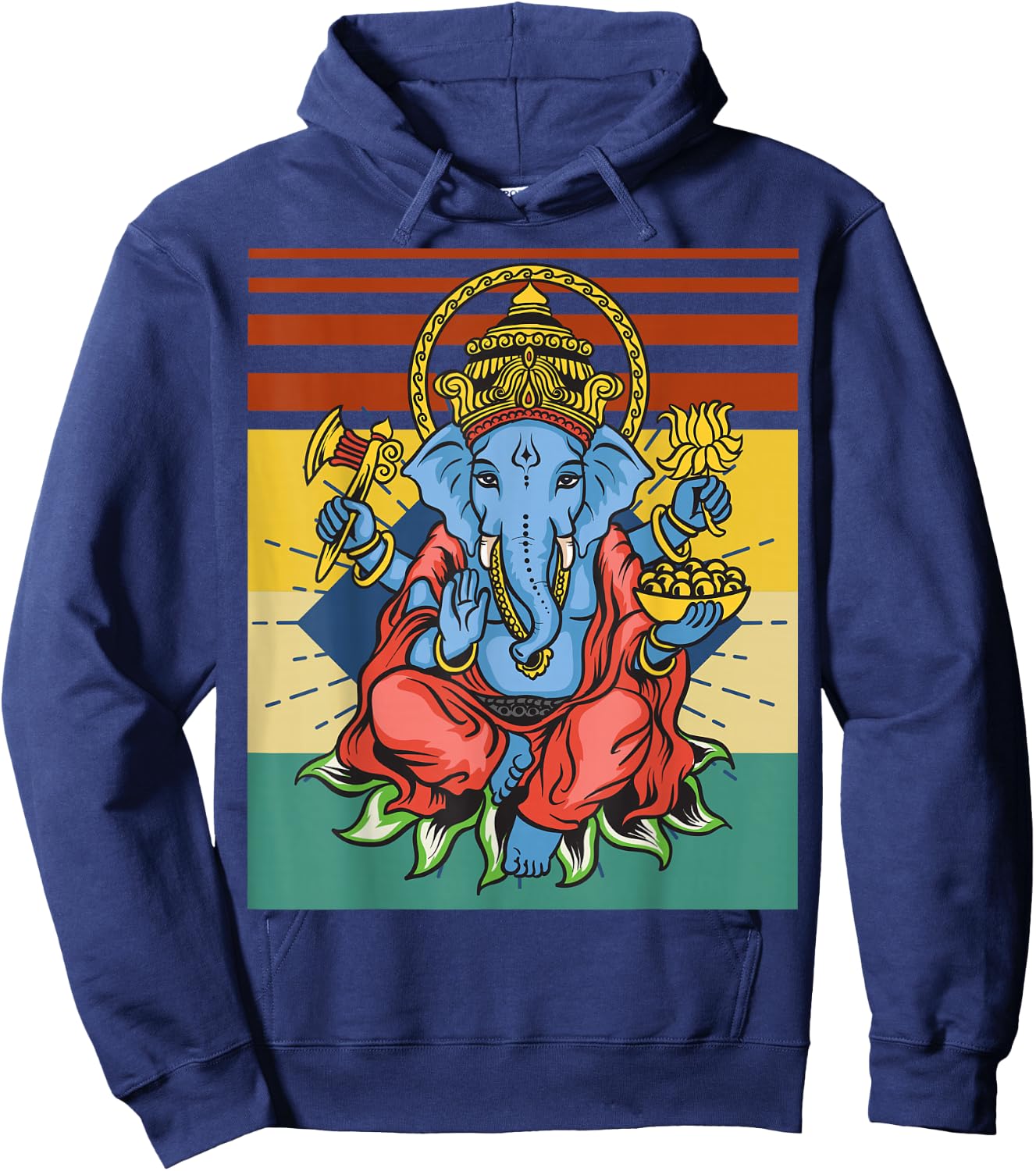 Retro Ganesha God - Yoga - Spiritual - Meditation - Yogi Hoodie - Hoodie | Navy