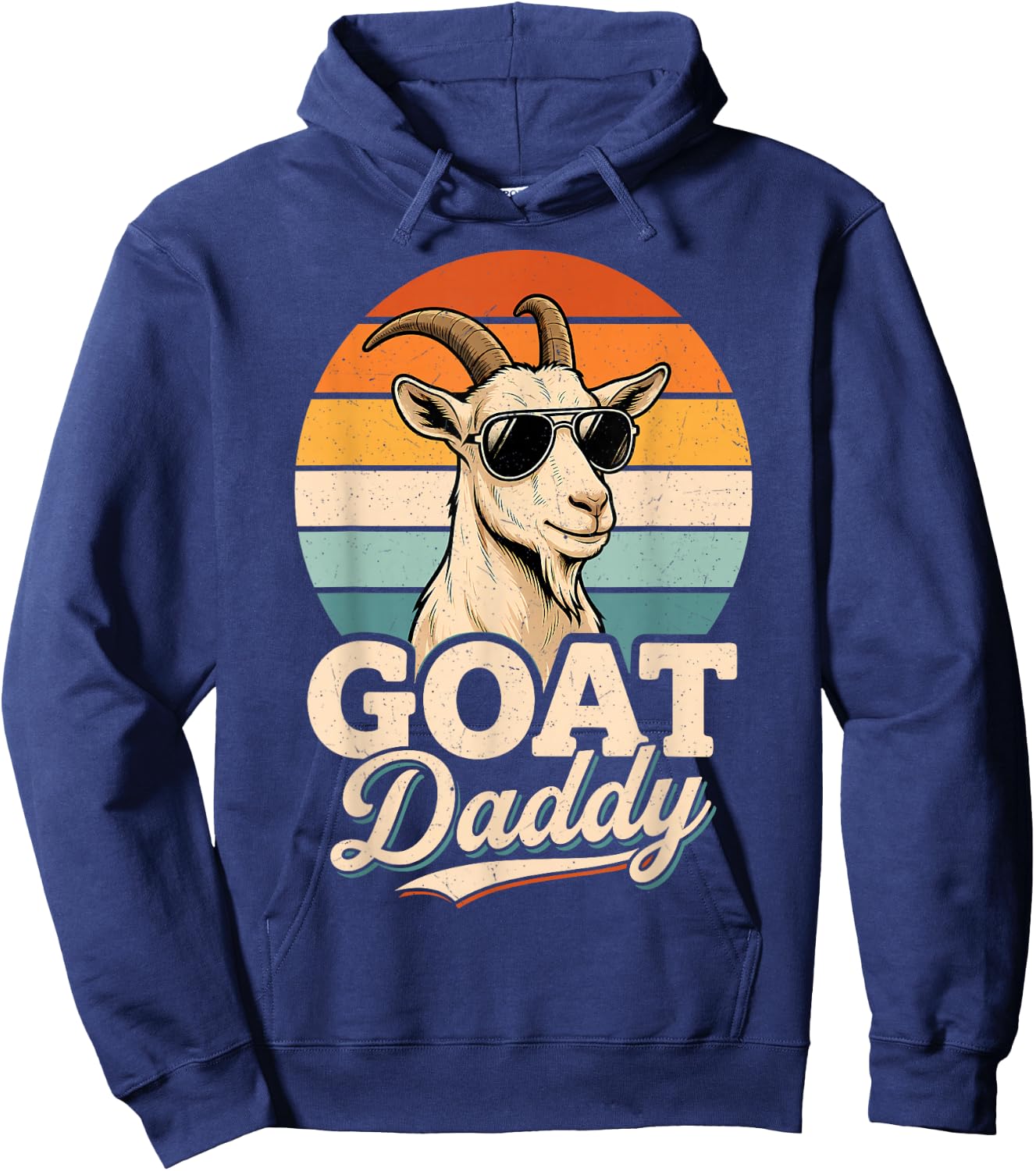 Goat Daddy the Greatest Dad of All Time Retro Fathers Day Hoodie - Hoodie | Navy