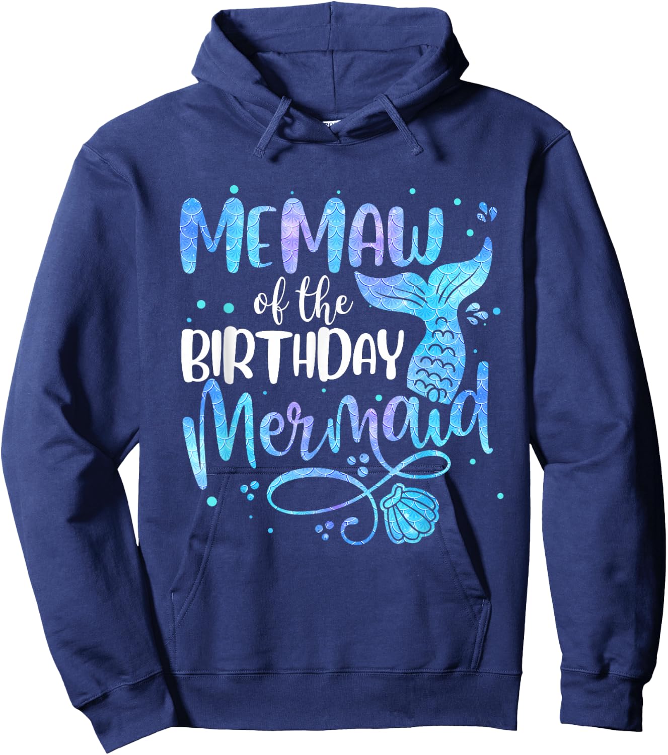 Memaw Of The Birthday Mermaid Family Matching Party Squad Hoodie - Hoodie | Navy