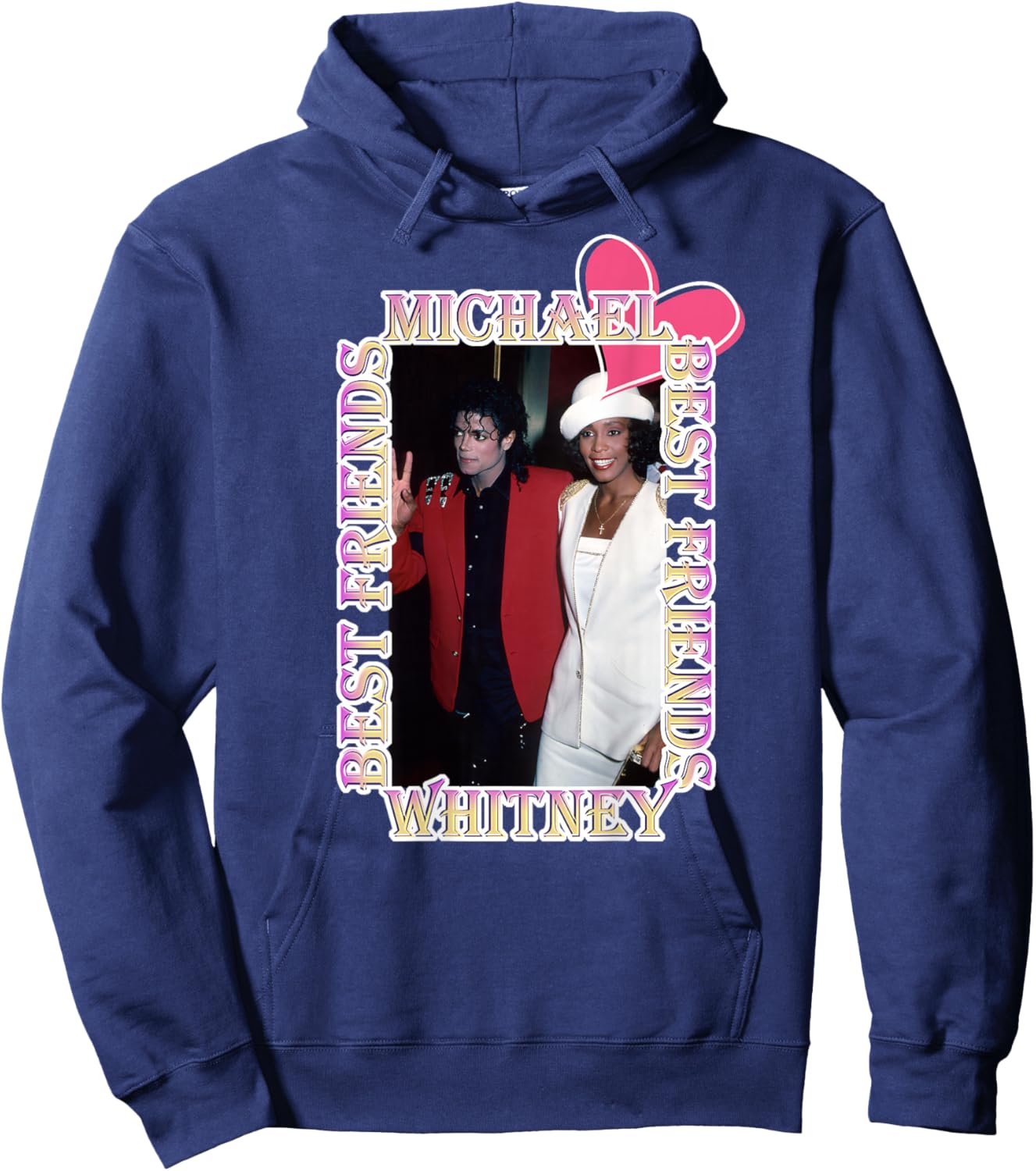 Michael Jackson_Whitney Houston_Back printed , Black, S Hoodie - Hoodie | Navy