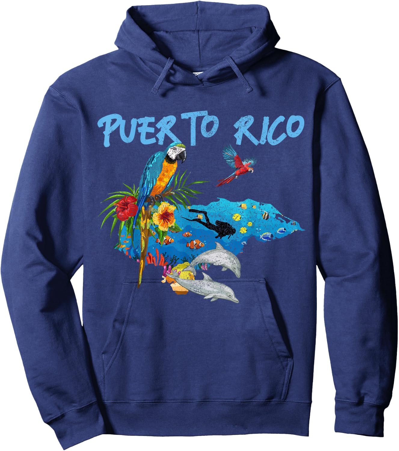 Puerto Rico Souvenir Parrot Scuba Diving Puerto Rican Hoodie - Hoodie | Navy