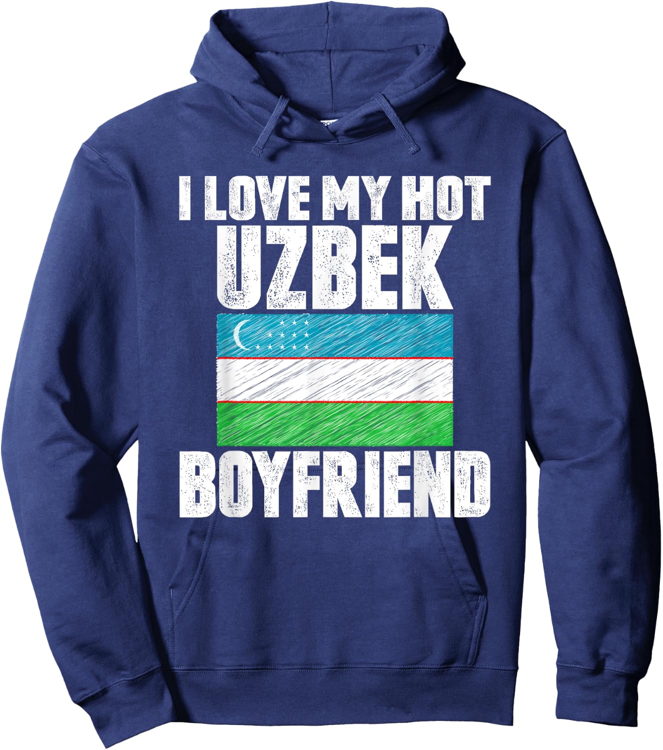 I Love My Hot Uzbek Boyfriend Anniversary Heart Wedding Hoodie - Hoodie | Navy