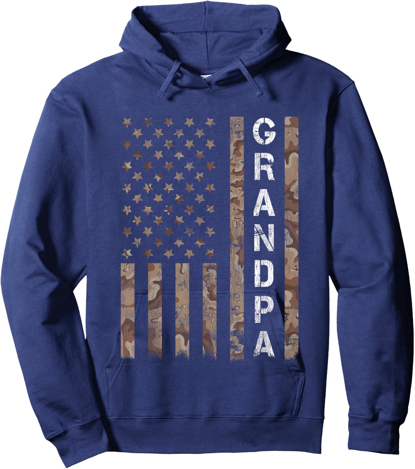 Grandpa Grandfather American Flag Fathers Day Men Hoodie - Hoodie | Navy