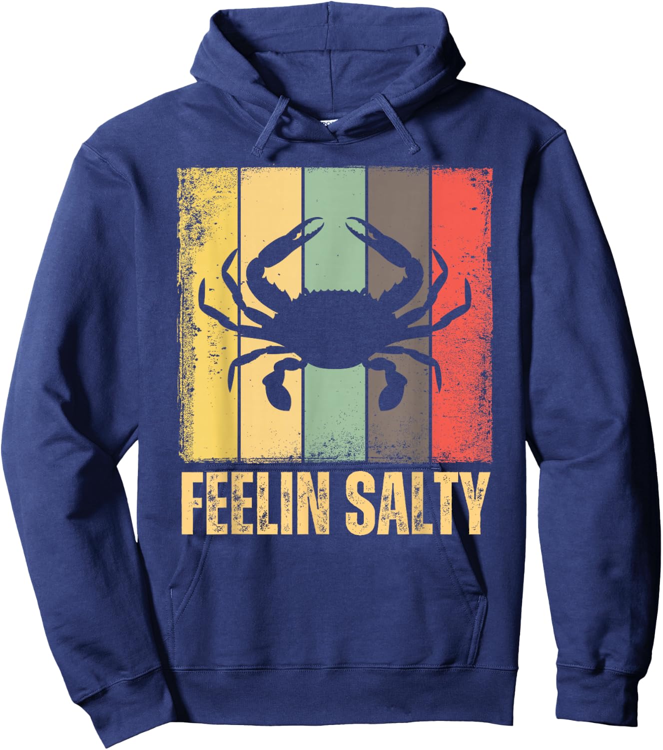 Feelin Salty Maryland Crab Retro Vintage Hoodie - Hoodie | Navy