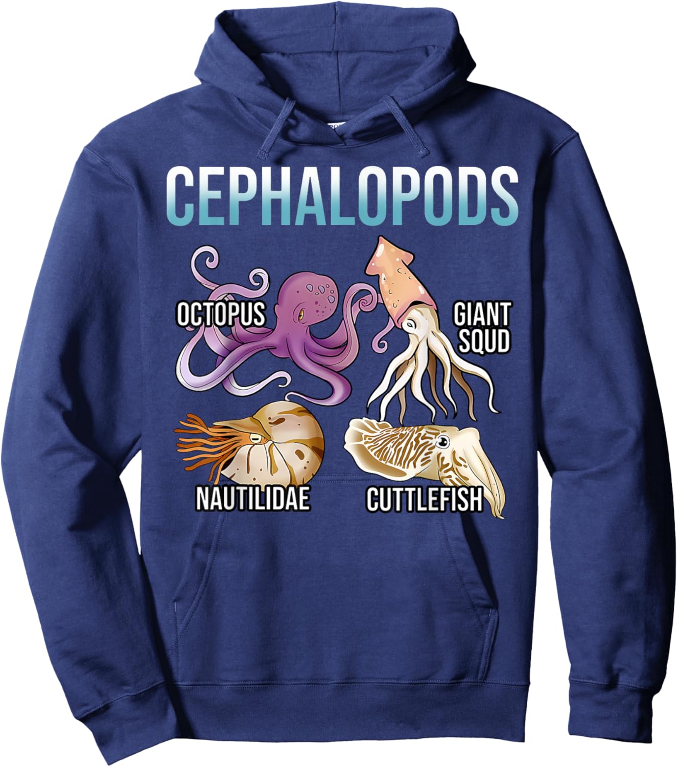 The Cephalopod Octopus Marine Biology Cephalopod Ocean Art Hoodie - Hoodie | Navy