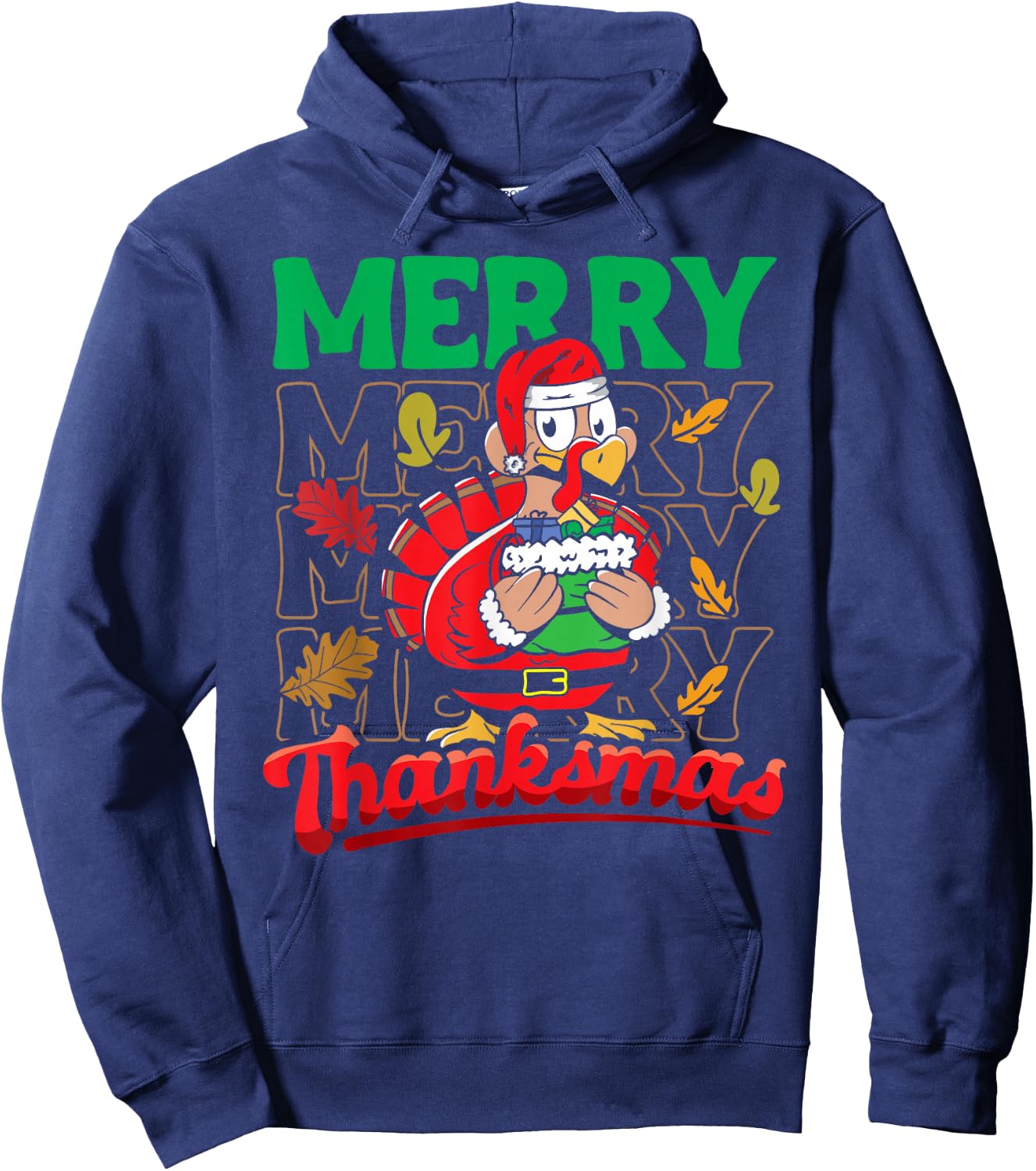 Happy Thanksgiving Thanksgiving Christmas Turkey Hoodie - Hoodie | Navy