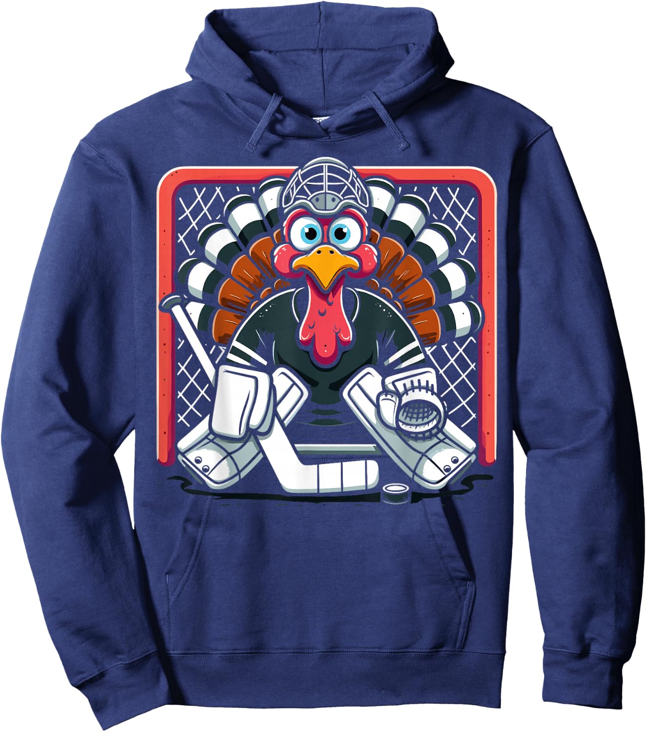 Thanksgiving Turkey Ice Hockey Goalie Youth Boys Thankful Hoodie - Hoodie | Navy