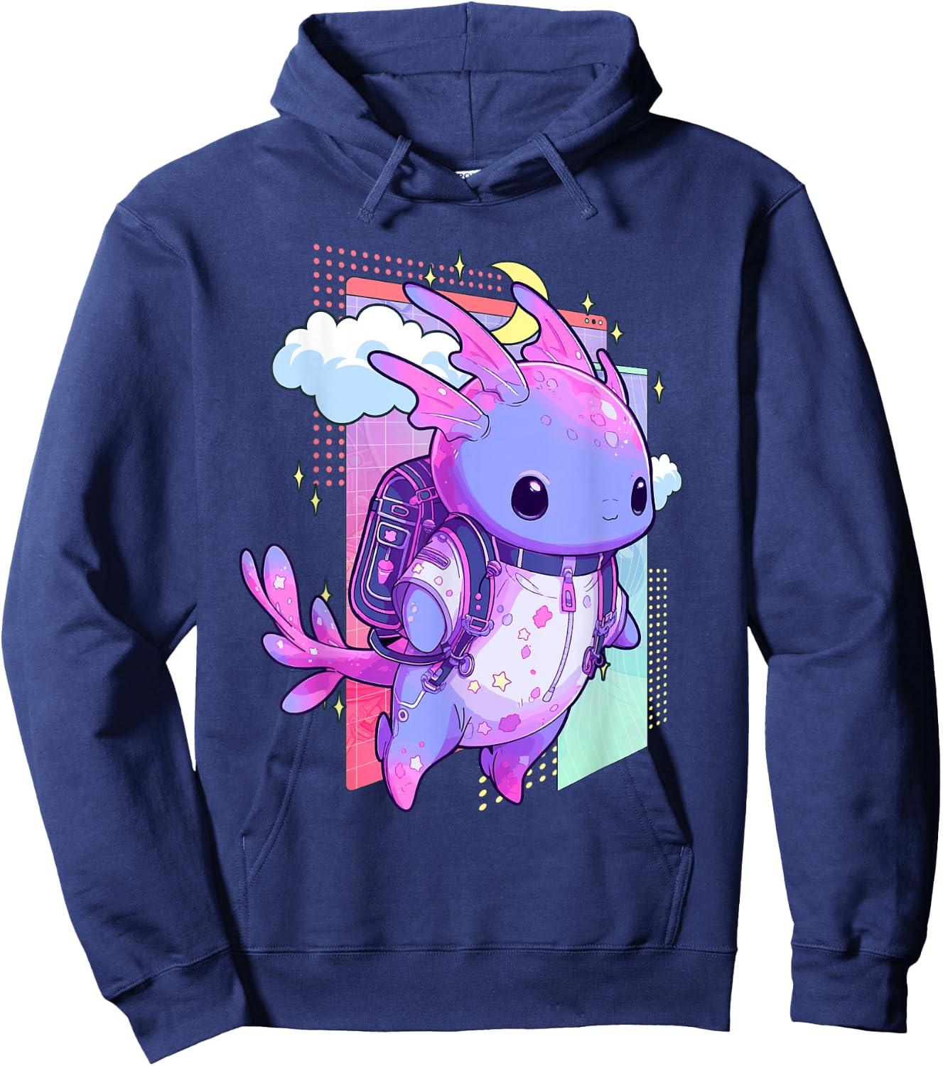 Cute Pastel Goth Space Galaxy Axolotl Nu Goth Aesthetic Hoodie - Hoodie | Navy
