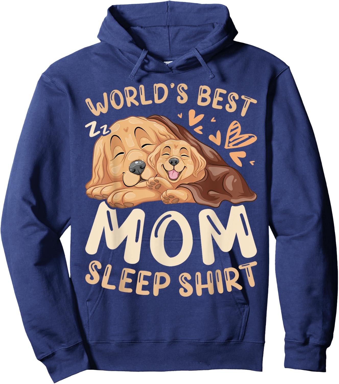 World's Best Mom Sleep Shirt, Golden Retriever with Puppy Hoodie - Hoodie | Navy
