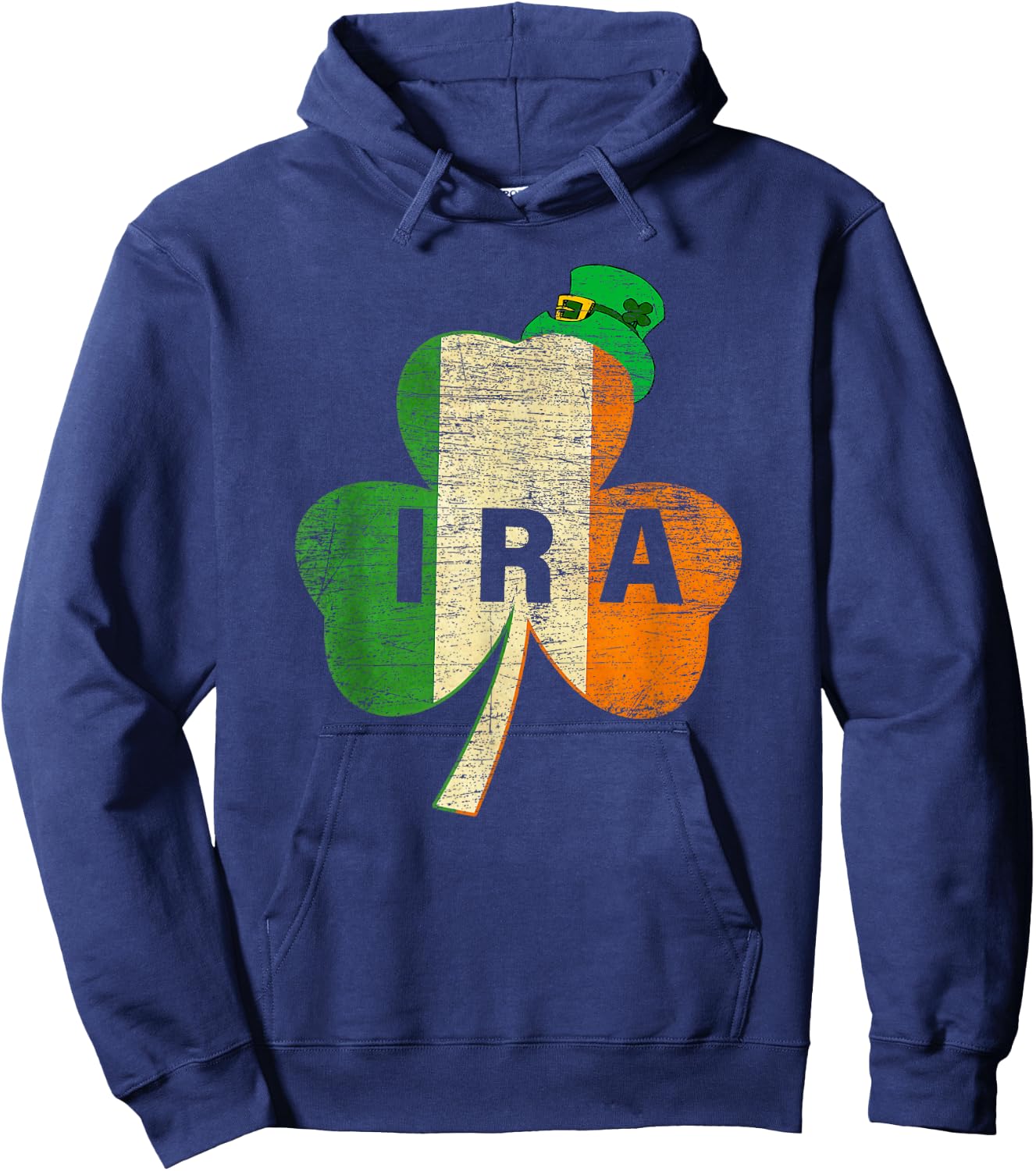 St. Patricks Day IRA Vintage Irland Flagge Irish Luck Shamrock Hoodie - Hoodie | Navy