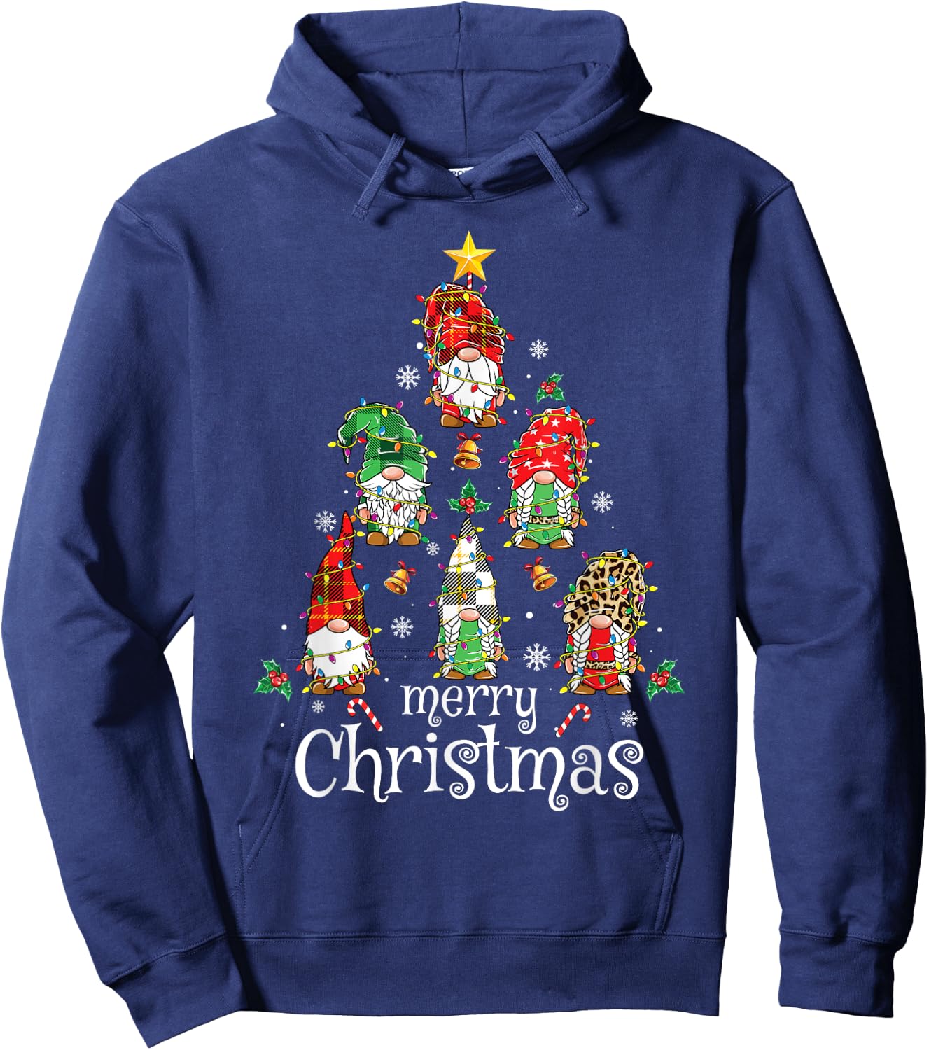Merry Christmas Shirt Women Men Christmas Tree Gnomes Hoodie - Hoodie | Navy