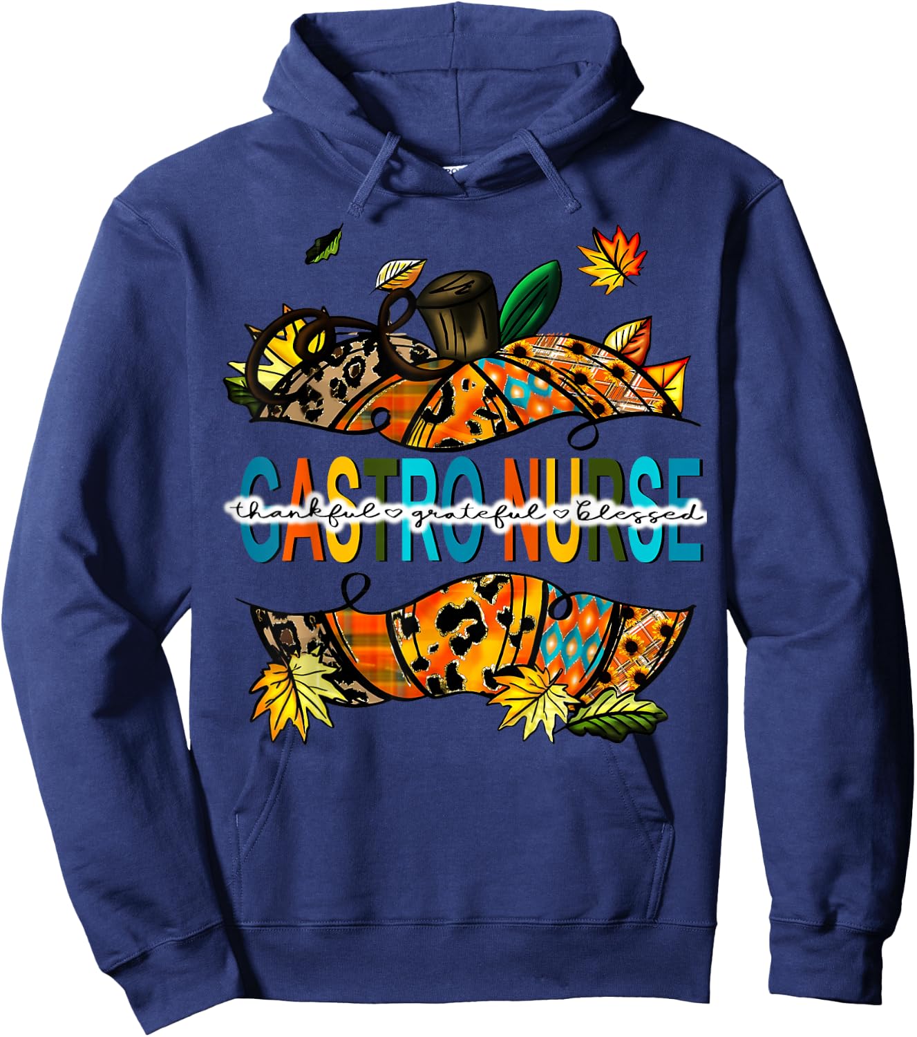Fall Gastro Nurse Pumpkin Gastro Crew Endoscopy Thanksgiving Hoodie - Hoodie | Navy