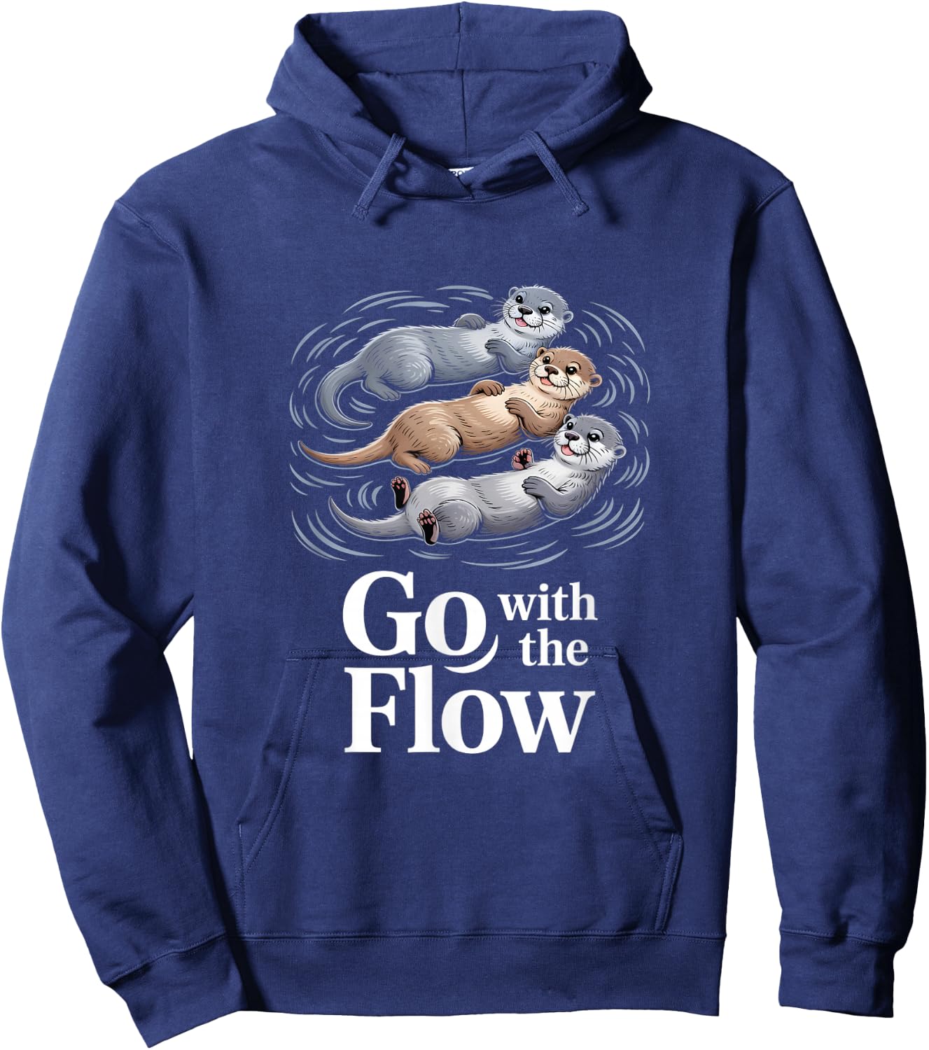 Go with The Flow Lustiger Otter Schwebender Spruch Hoodie - Hoodie | Navy