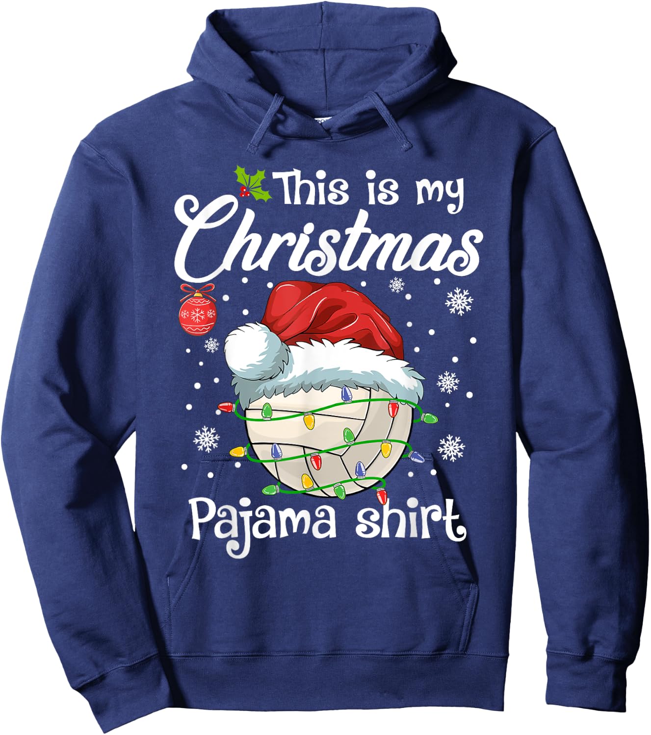 This Is My Christmas Pajama Shirt Volleyball Sport Xmas Hoodie - Hoodie | Navy