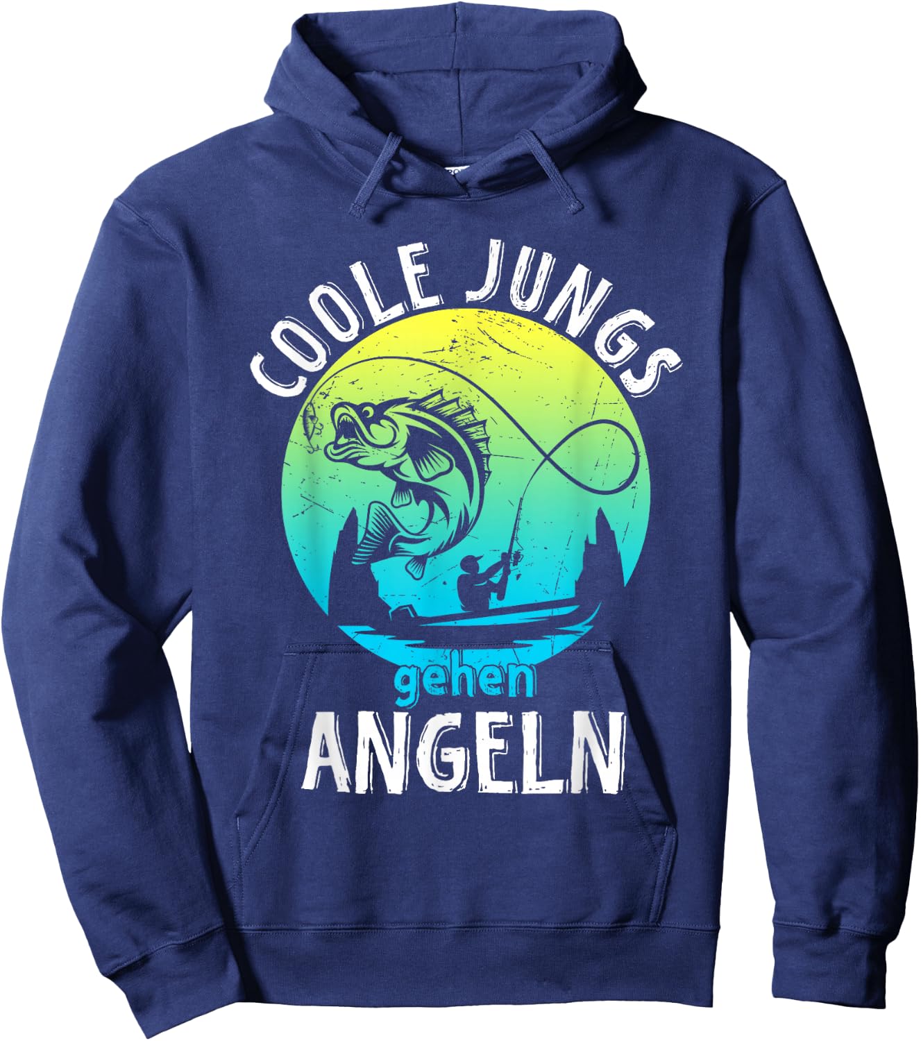 Cool Boys Go Fishing - Fishing Fisherman Gift Boys , black Hoodie - Hoodie | Navy