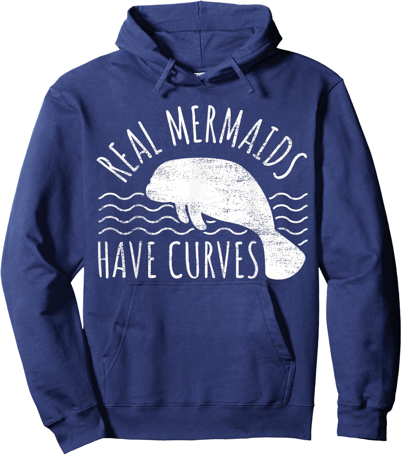 Manatee I Real Mermaids Have Curves I Chubby Manatee Hoodie - Hoodie | Navy
