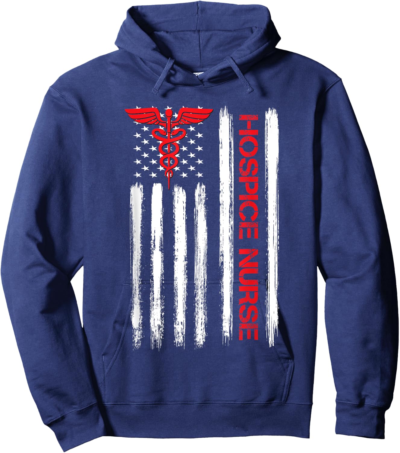 American Flag Hospice Nurse End of Life Palliative Nursing Hoodie - Hoodie | Navy