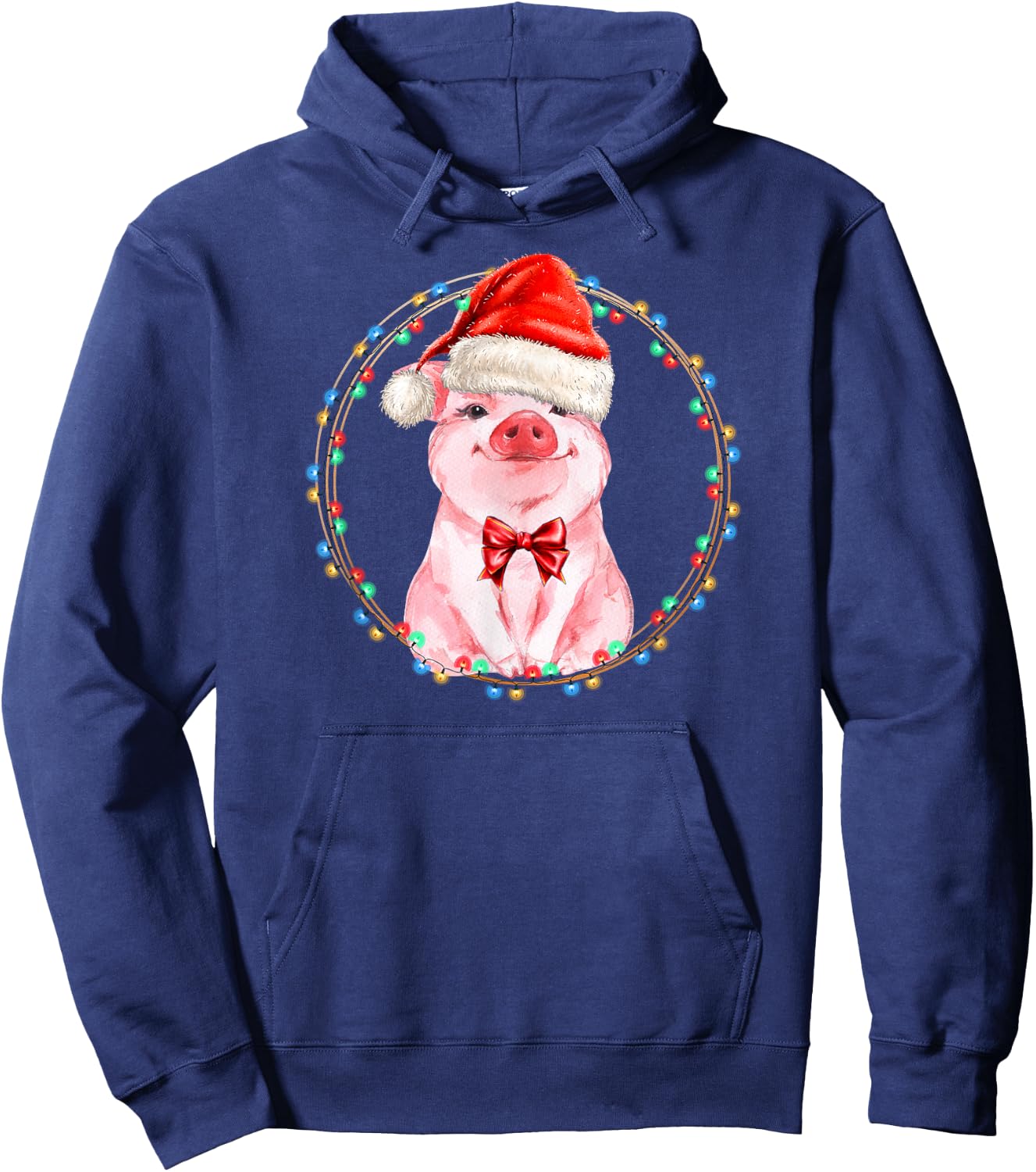 Sweet Pig with Santa Hat Pig Lover Christmas Hoodie - Hoodie | Navy