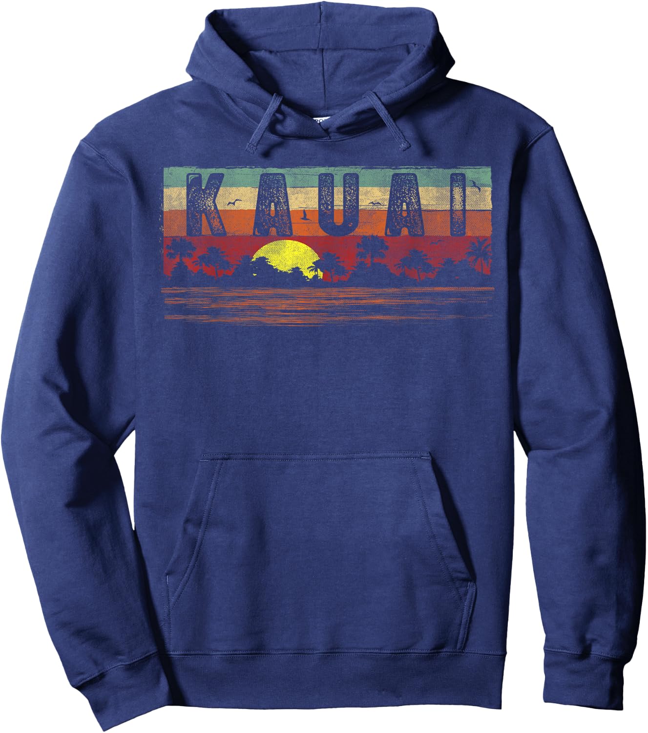 Vintage Tropical Kauai Hawaii Shirt - Kauai Hi T Shirt Hoodie - Hoodie | Navy