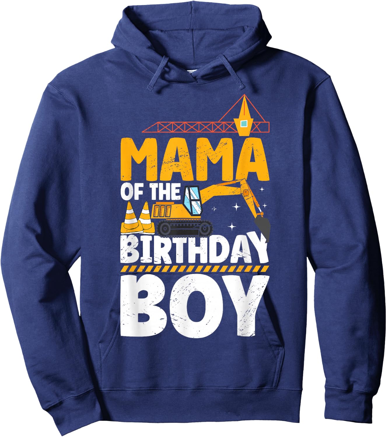 Mom Of The Birthday Boy Construction Theme Party Matching Hoodie - Hoodie | Navy