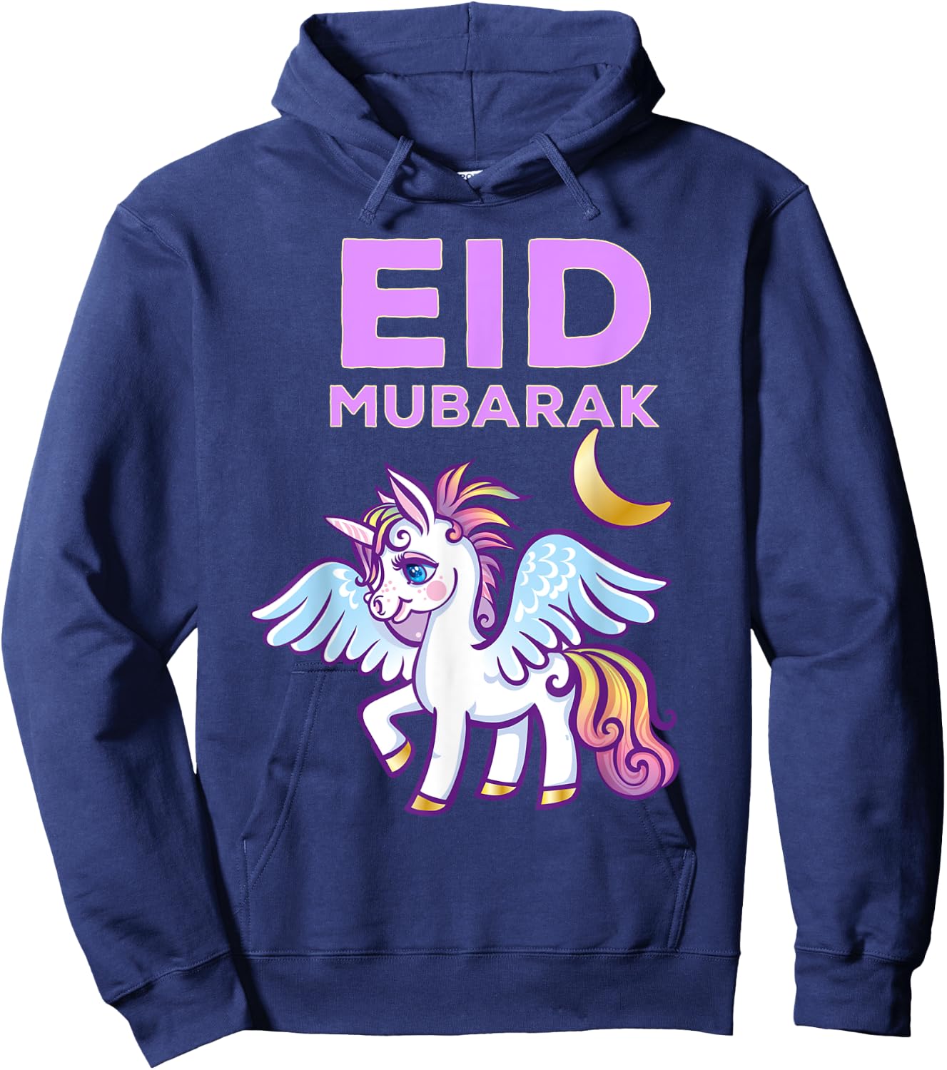 Eid Mubarak Gift Kids Girls Eid Mubarak Unicorn Hoodie - Hoodie | Navy