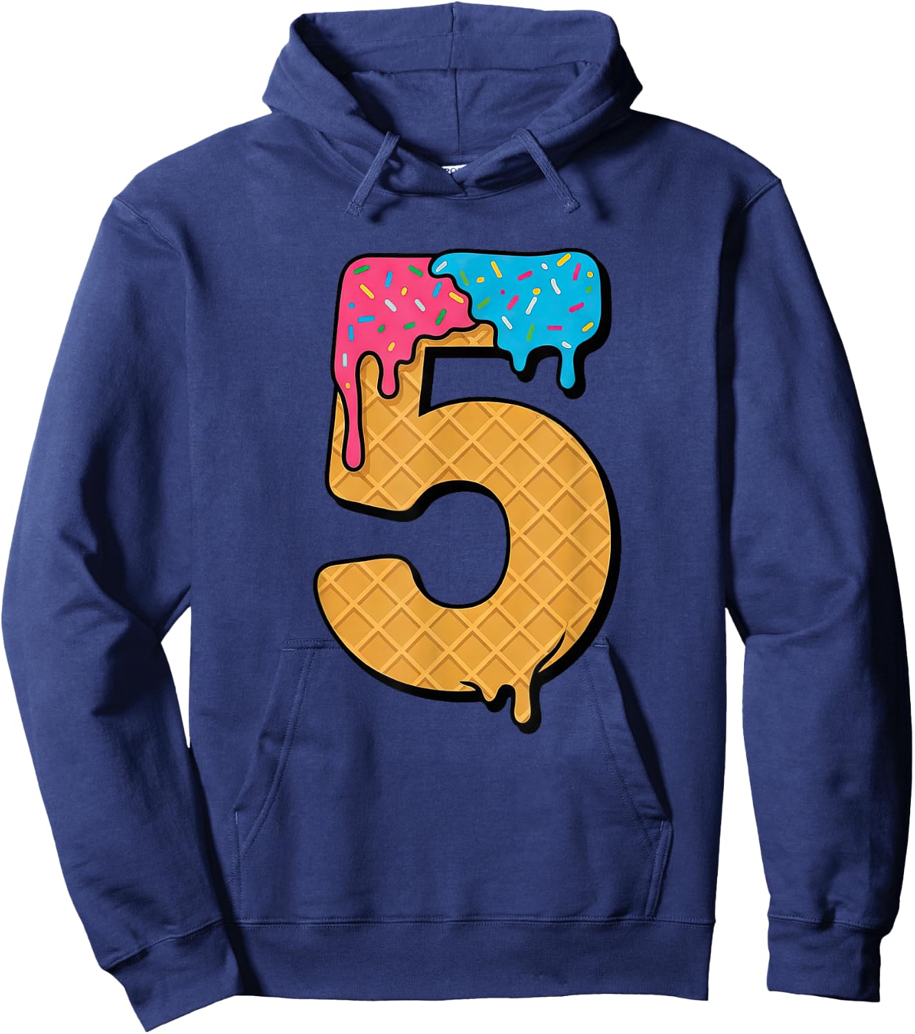 5th Birthday Ice-Cream Drip Five 5 Year Old Bday Boys Girls Hoodie - Hoodie | Navy