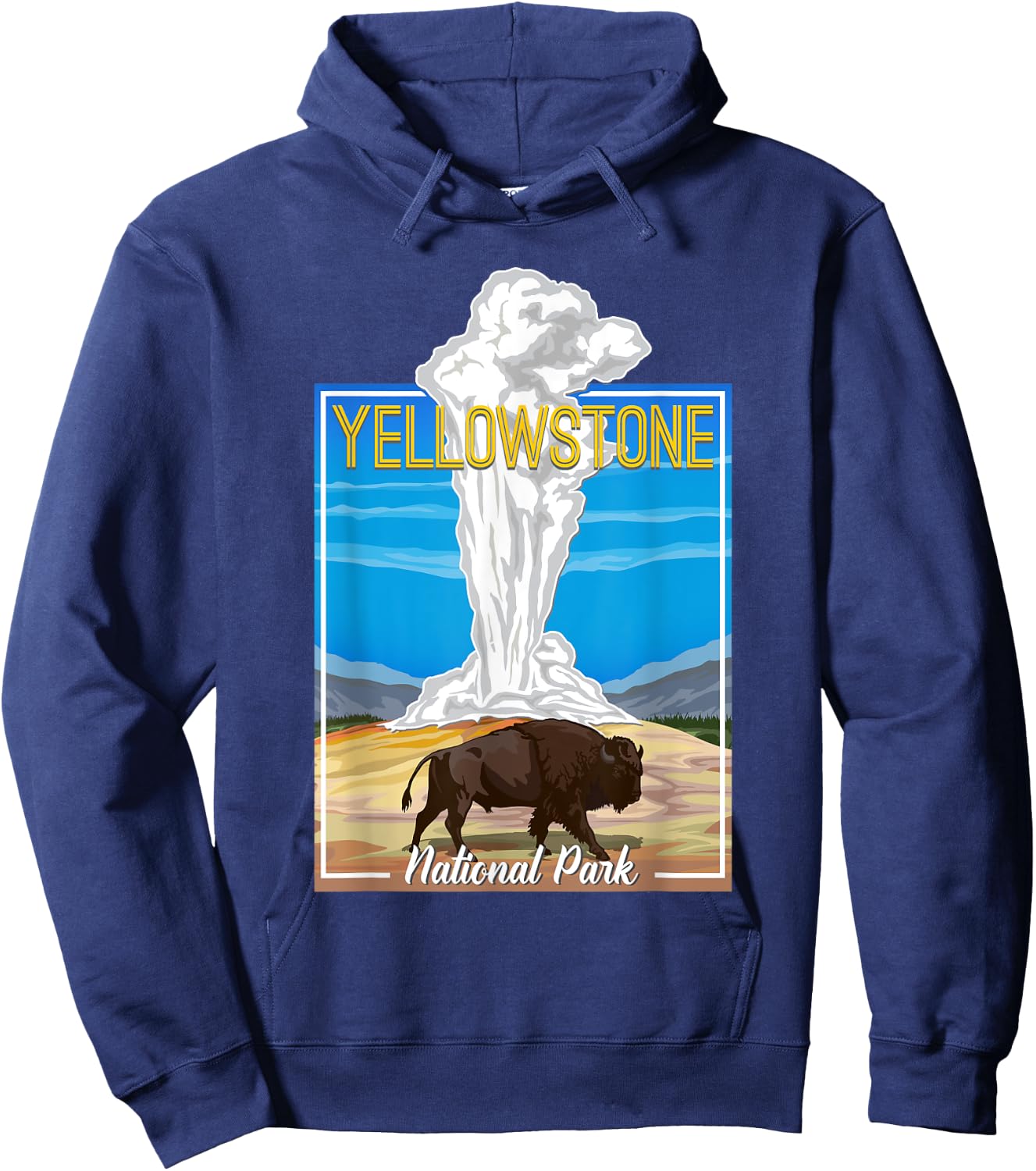 Retro Vintage Yellowstone National Park Hoodie - Hoodie | Navy