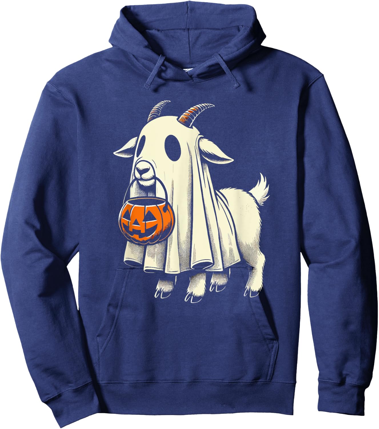 Cute Goat Ghost Pun Meme Trick or Treat Funny Halloween Hoodie - Hoodie | Navy