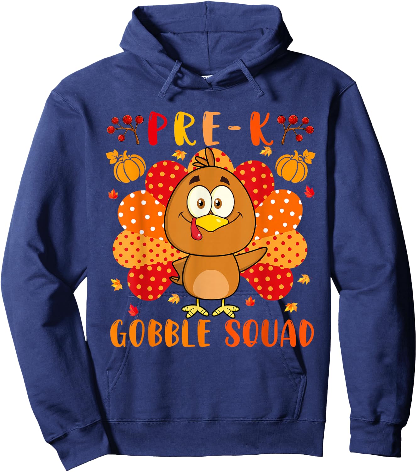 Pre-K Gobble Squad Thanksgiving Turkey Teacher Students Hoodie - Hoodie | Navy