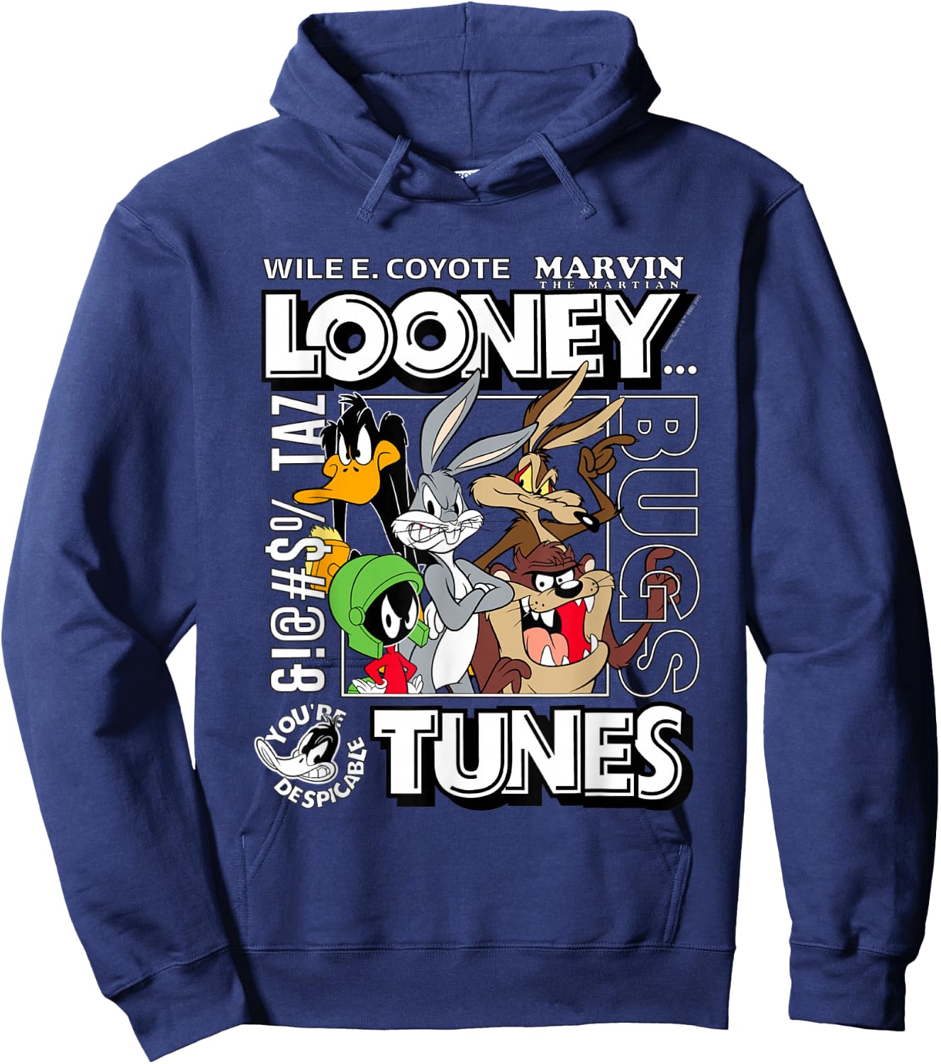 Looney Tunes Wiley, Bugs, Taz, Marvin The Martian Hoodie - Hoodie | Navy