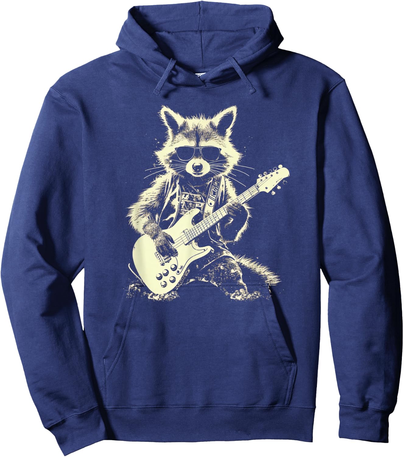 Funny Racoon Playing electrivc guitar cool Urban art street Hoodie - Hoodie | Navy