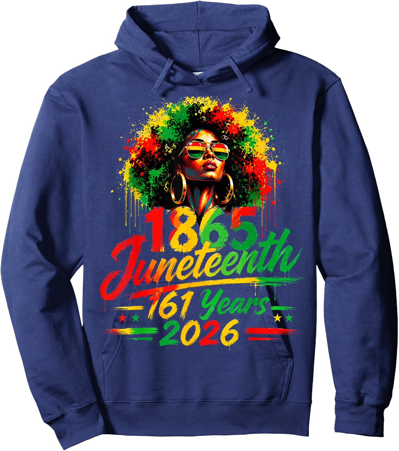 1865 Juneteenth 161 Years Black Woman Juneteenth African Hoodie - Hoodie | Navy