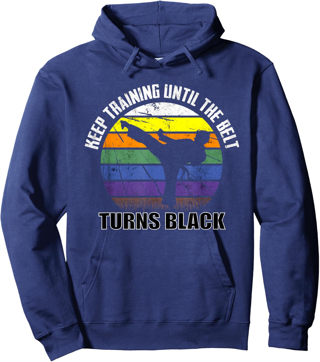 Keep training until the belt turns black Karate Short Sleeve Hoodie - Hoodie | Navy