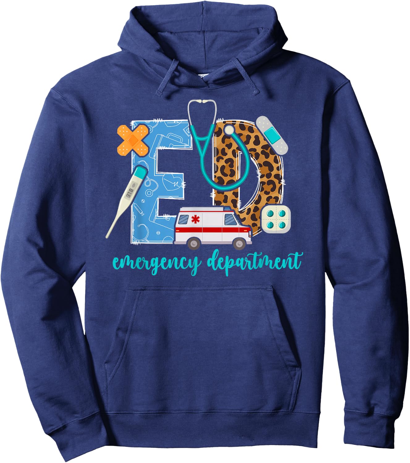 ED Emergency Department Leopard ER Emergency Room Hoodie - Hoodie | Navy