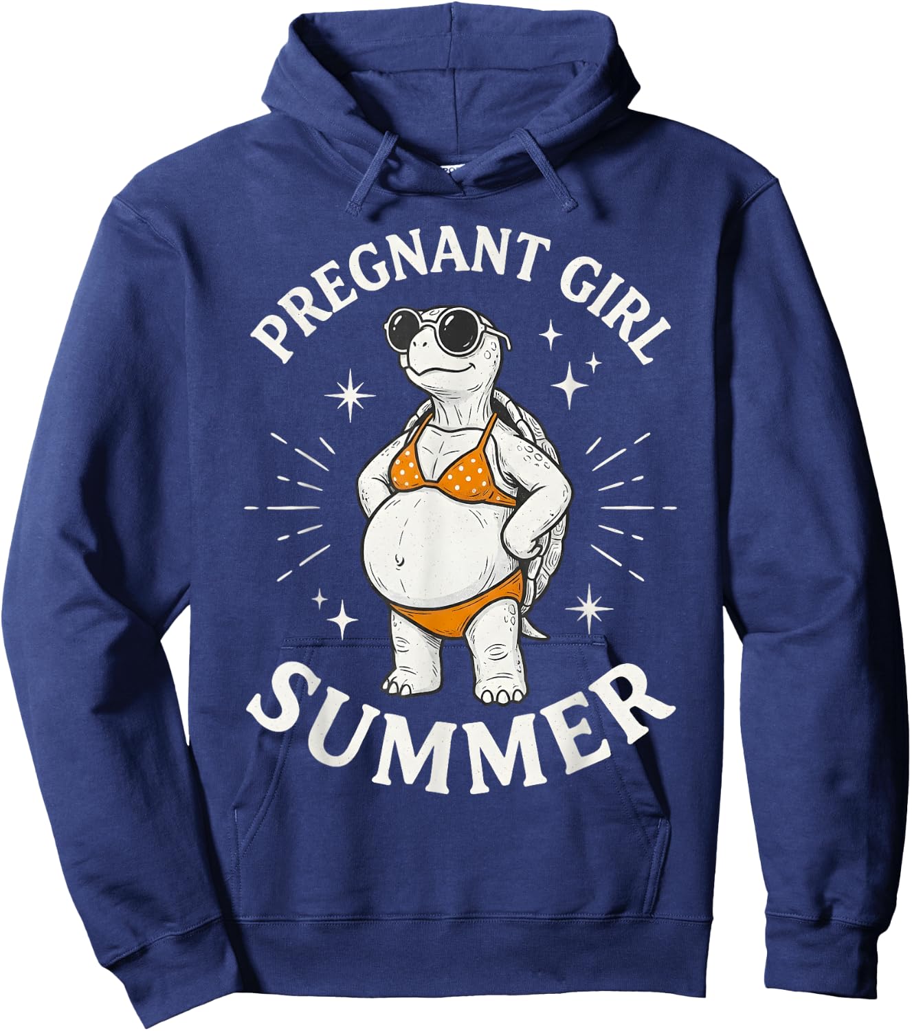 Funny Pregnant Girl Summer Cute Turtle Pregnancy Beach Vibes Hoodie - Hoodie | Navy