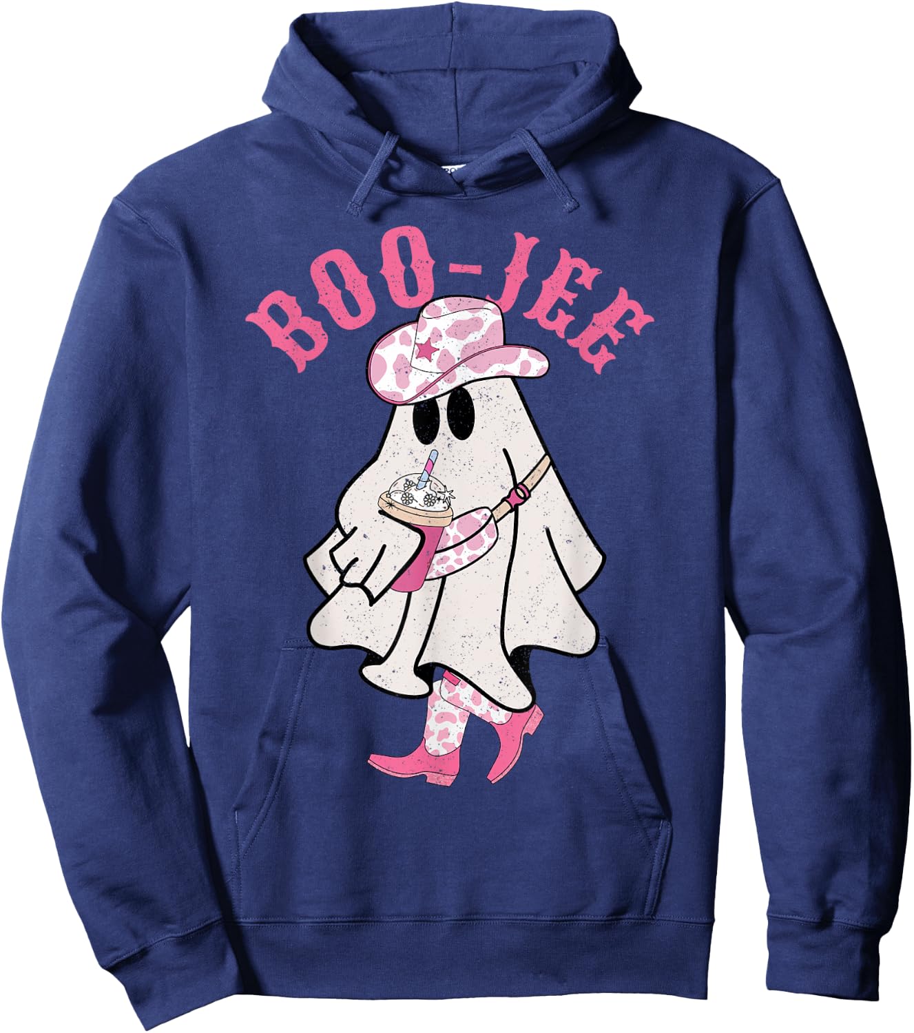 Boojee Ghost, Boo Jee Cowgirl, Country Halloween, Western Hoodie - Hoodie | Navy