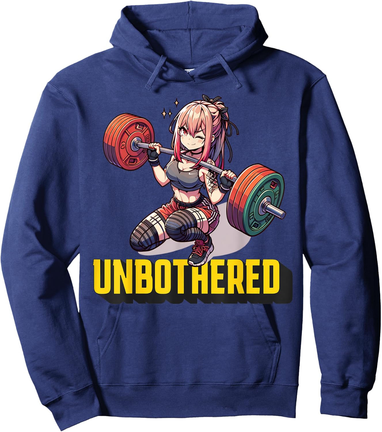 Unbothered Manga Shirt Funny Anime Workout Gym Girl Cool Hoodie - Hoodie | Navy