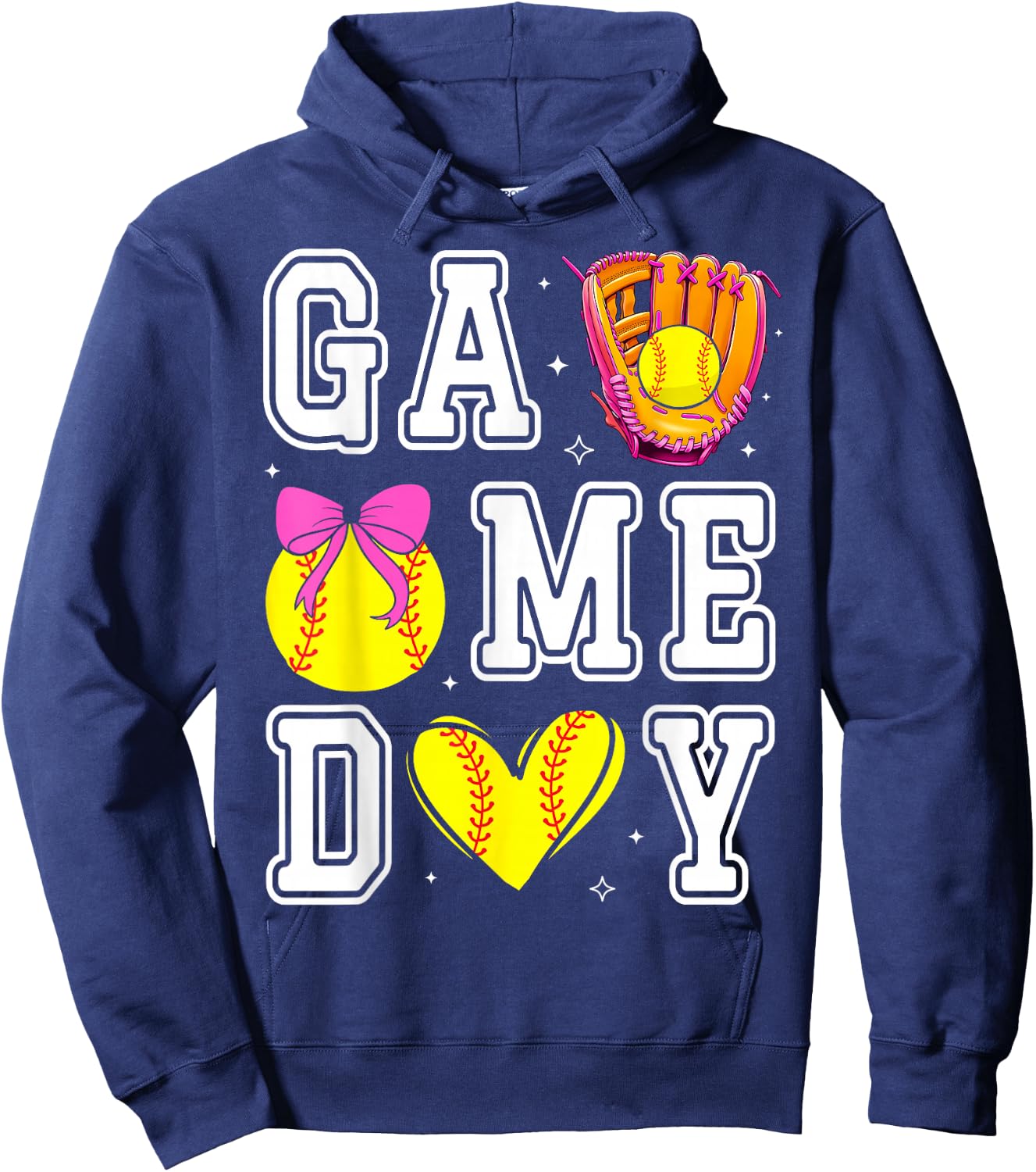 Softball Coquette Bow Softball Mom Game Day Softball Mama Hoodie - Hoodie | Navy