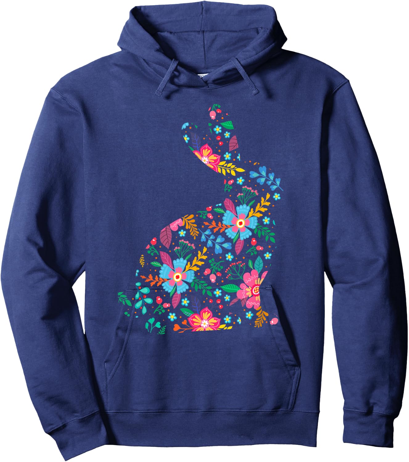 Floral Easter Women Girls Easter Bunny Spring Flowers Rabbit Hoodie - Hoodie | Navy